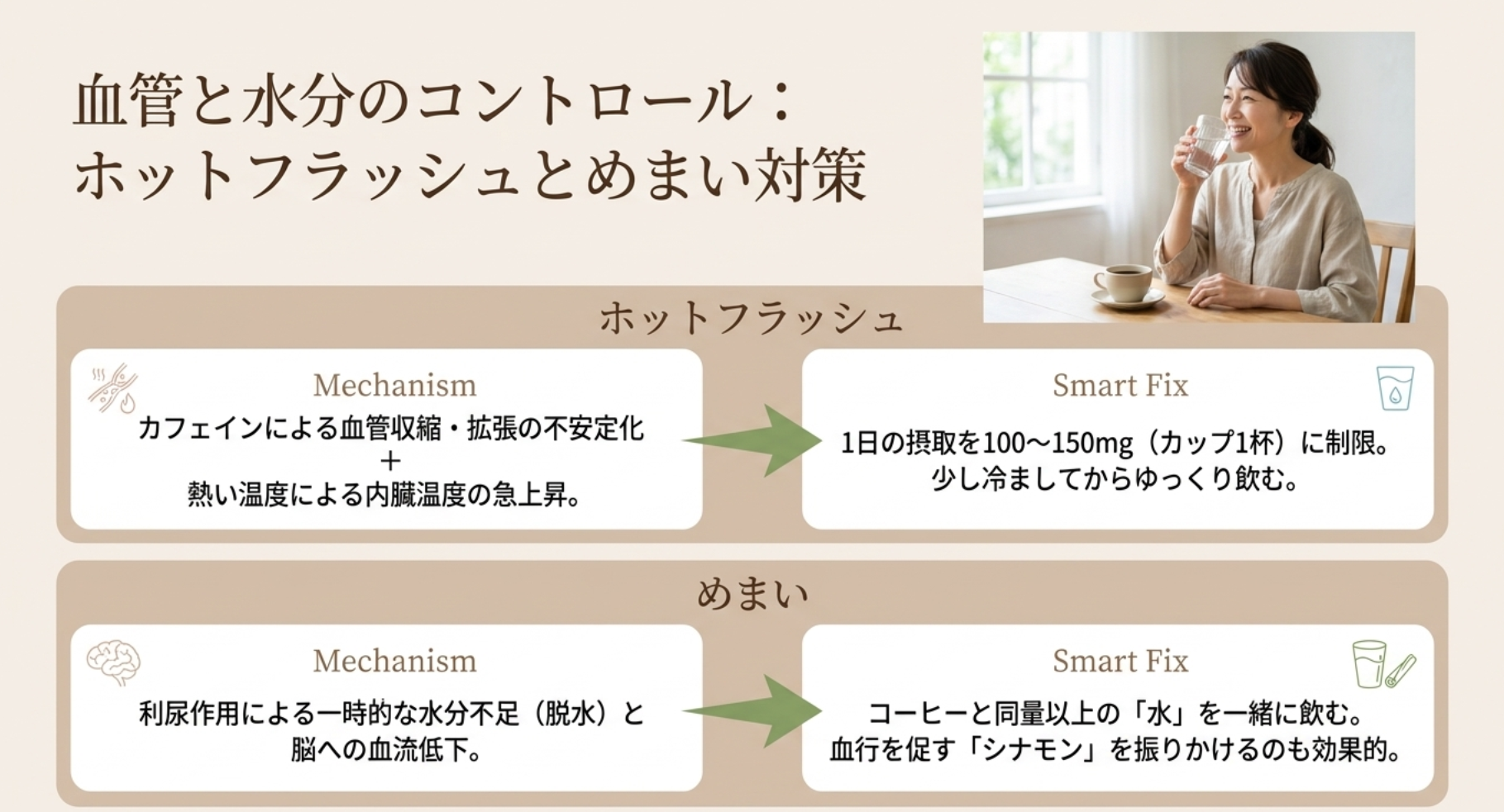 ホットフラッシュと血管の反応性を抑える工夫