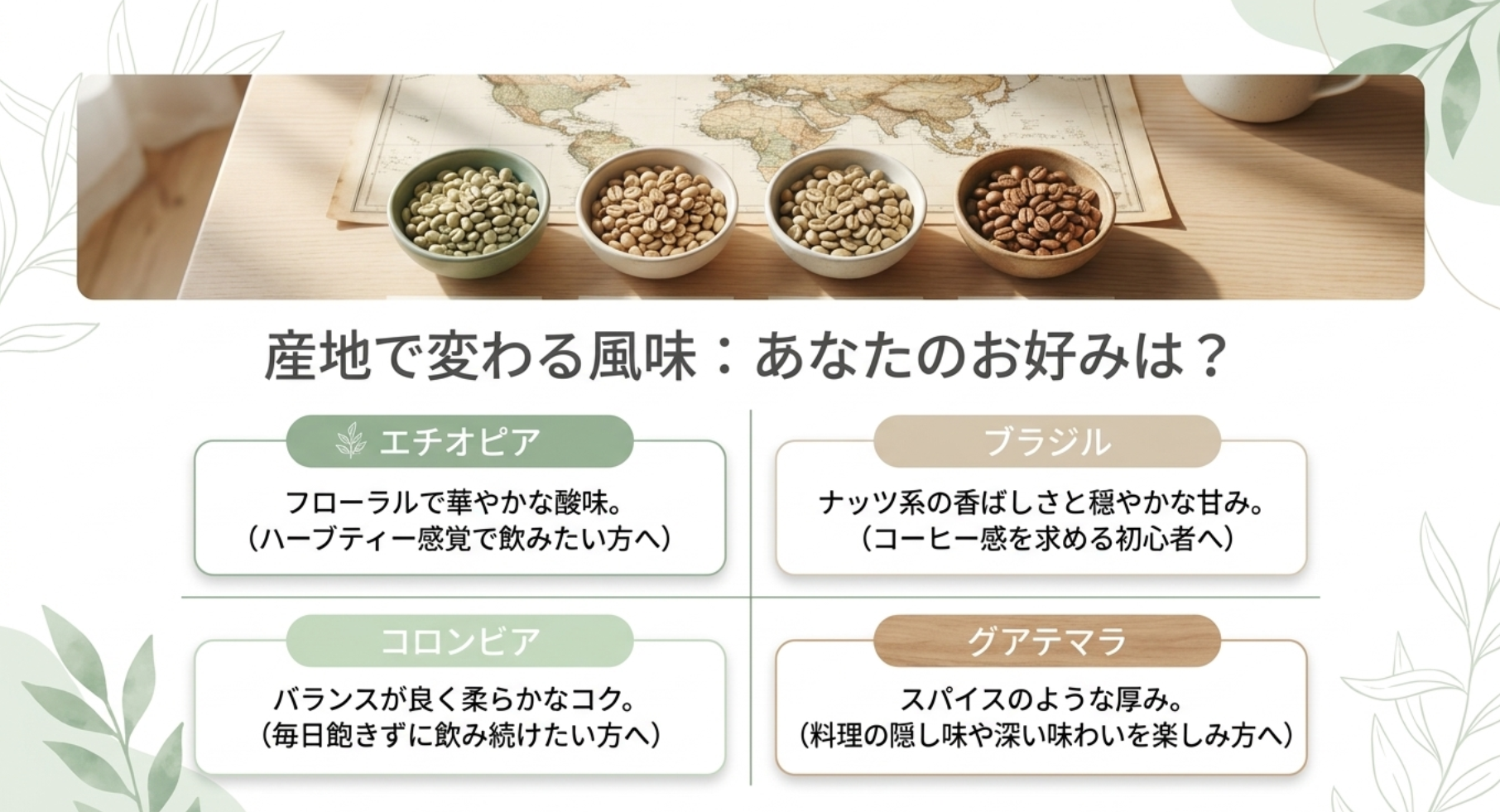 産地別の風味を比較!お気に入りを見つけるポイント